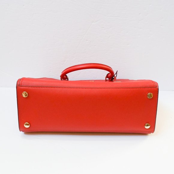 Michael Kors Hope Large Satchel Shoulder Crossbody Bag Red Flame - Picture 8 of 13